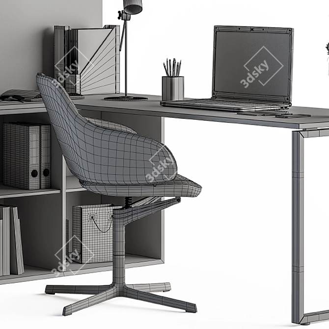 Executive L-Shaped Desk Set 3D model image 5