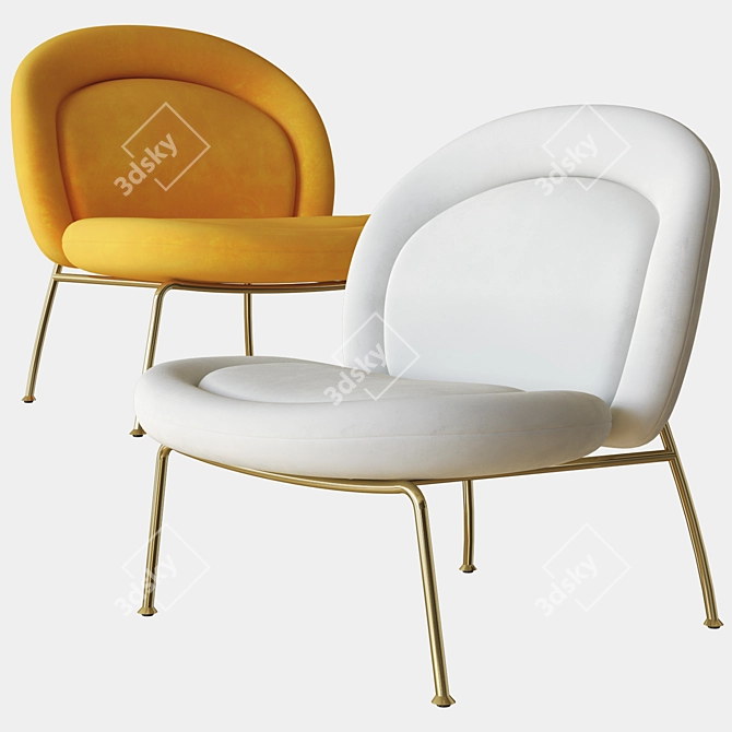 Sleek Honey Lounge Chair 3D model image 2