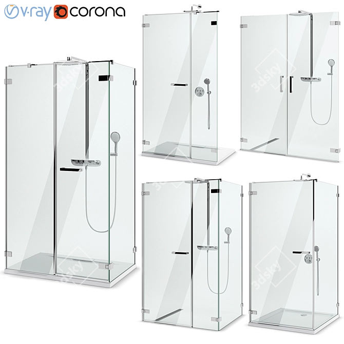 Modern Shower Enclosures & Doors: Radaway Arta Set 100 3D model image 1