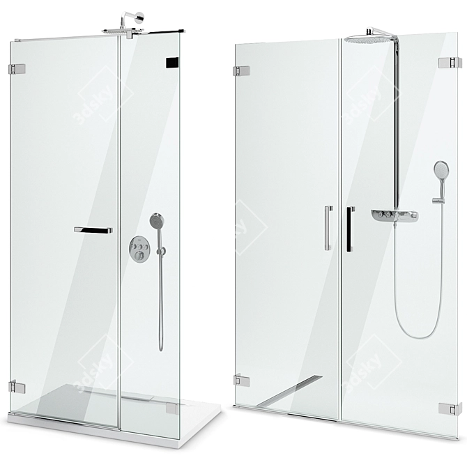 Modern Shower Enclosures & Doors: Radaway Arta Set 100 3D model image 2