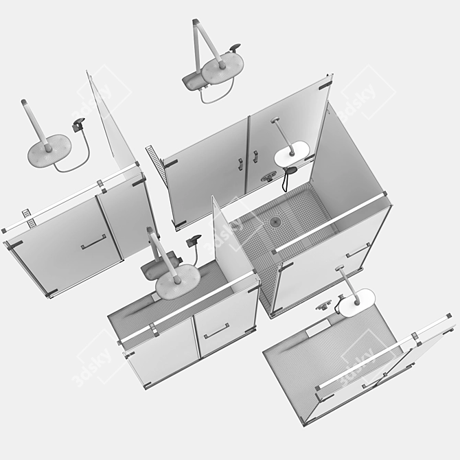 Modern Shower Enclosures & Doors: Radaway Arta Set 100 3D model image 5