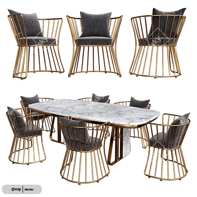Modern Dining Table Set: Stylish and Functional 3D model image 2