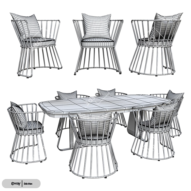 Modern Dining Table Set: Stylish and Functional 3D model image 3