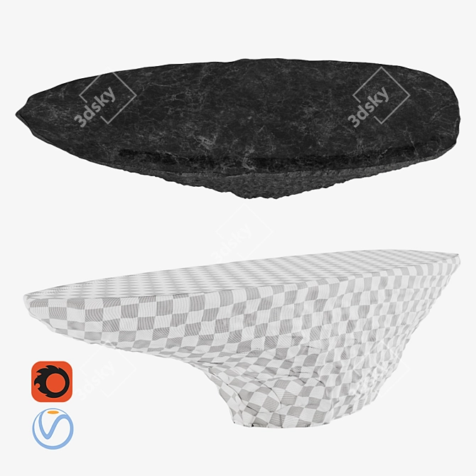 Raw Stone Rock Table: Natural Beauty for Your Home 3D model image 4