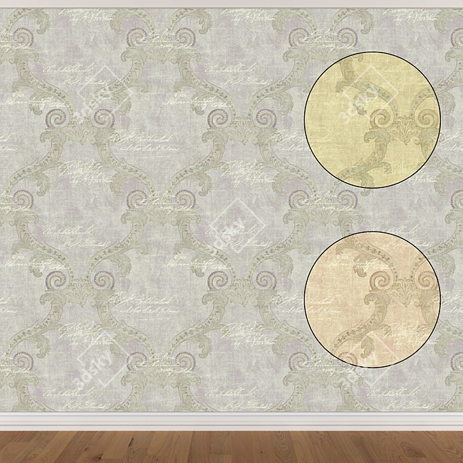 Seamless Wallpaper Set - 3 Colors 3D model image 1