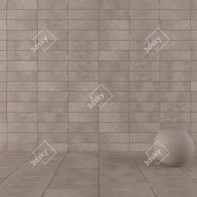 Suite Gray Concrete Wall Tiles 3D model image 1