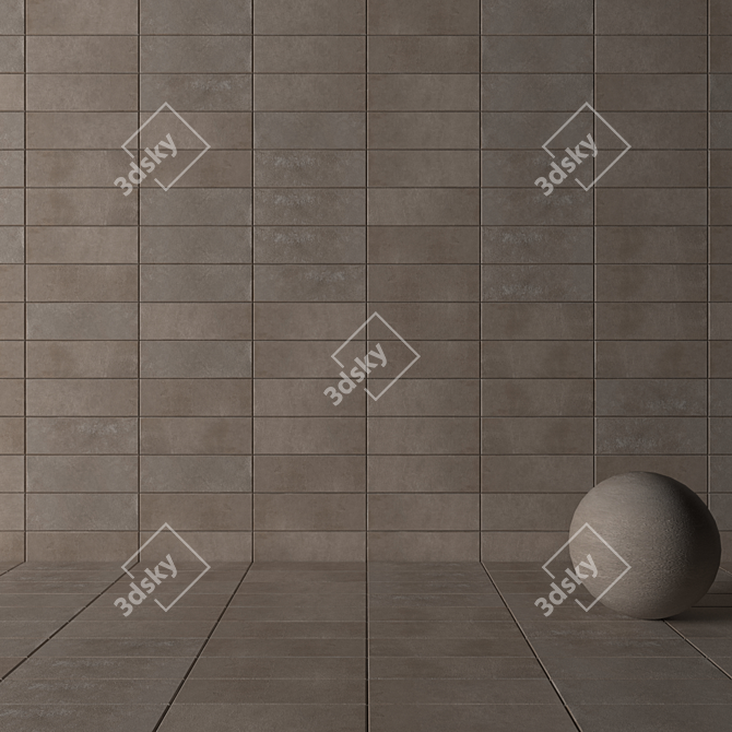 Suite Gray Concrete Wall Tiles 3D model image 3