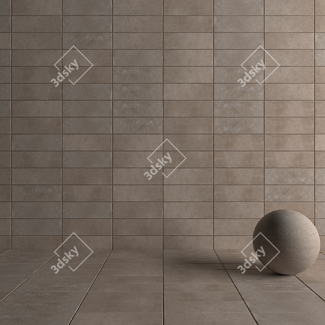 Suite Gray Concrete Wall Tiles 3D model image 4