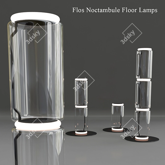 Noctambule Floor Lamps: Elegant Design, Adjustable Heights 3D model image 1