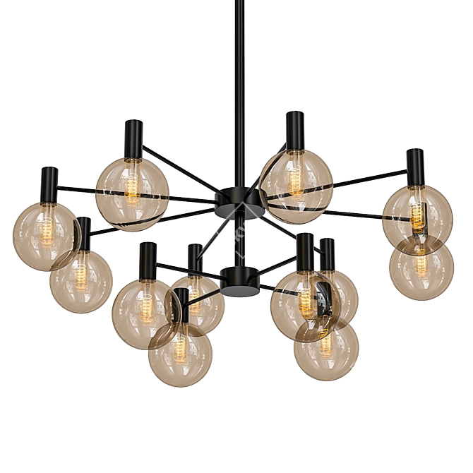 Contemporary Glass Metal Chandelier 3D model image 1