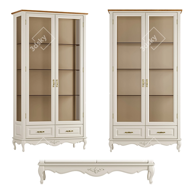 Elegant Meroni Double Showcase Wardrobe 3D model image 1