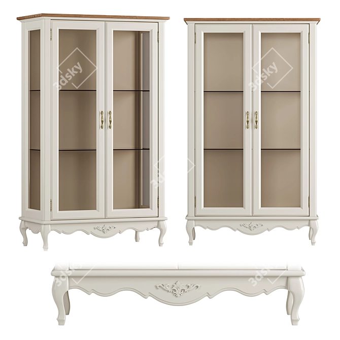 Elegant Meroni Double Low Showcase 3D model image 1