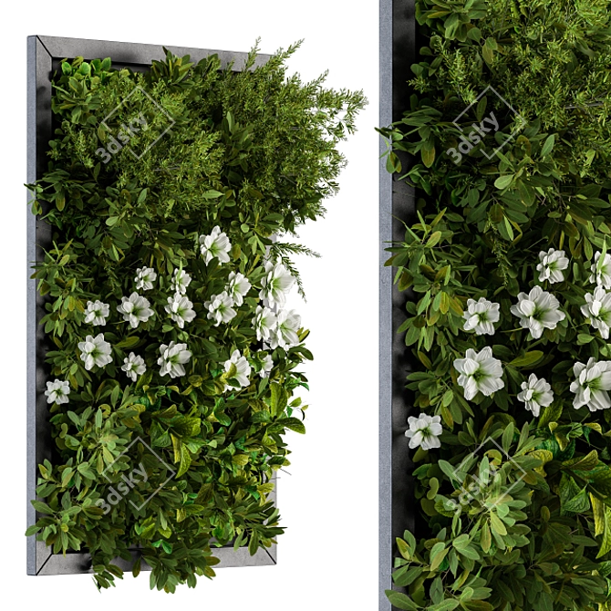 White Flower Vertical Metal Frame 3D model image 1