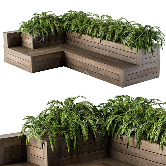 Urban Oasis Bench: Integrating Nature in Architecture 3D model image 1