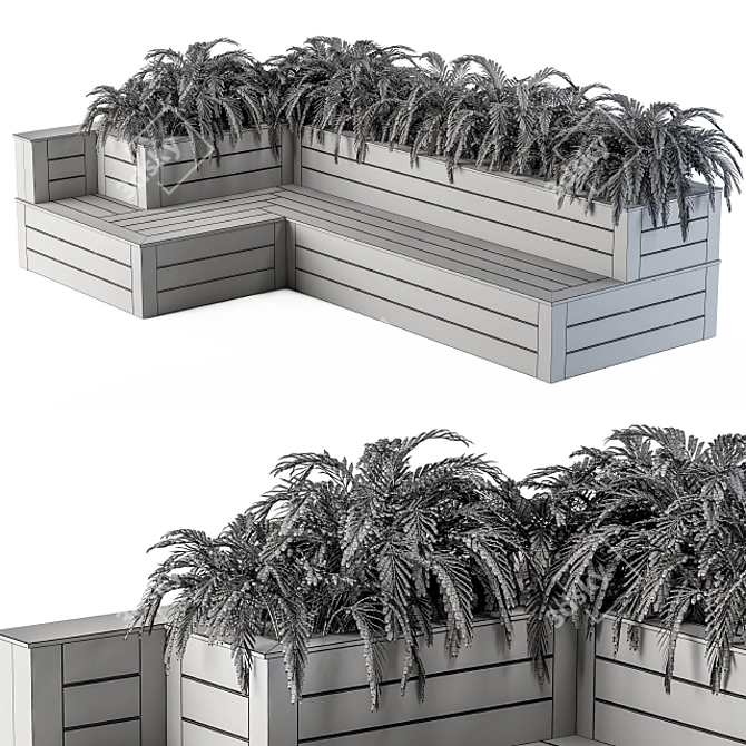 Urban Oasis Bench: Integrating Nature in Architecture 3D model image 4