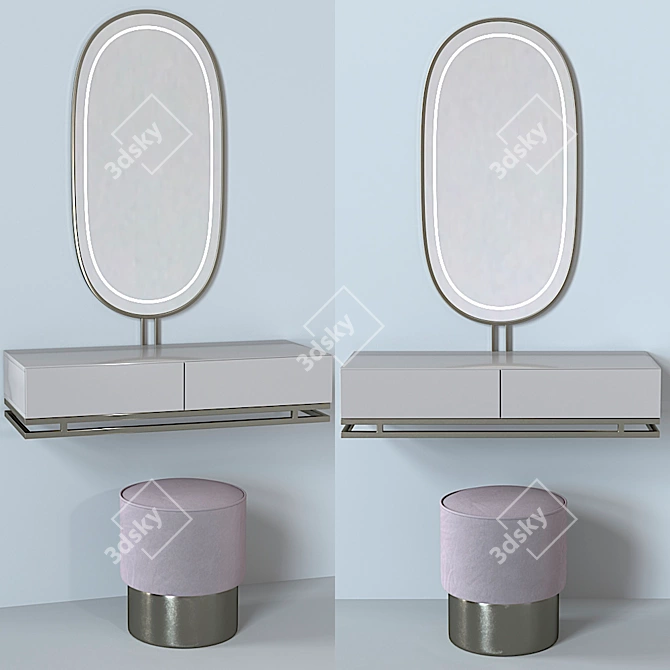 Elegant Console Table with Mirror 3D model image 2