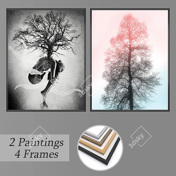 Title: Elegant Wall Art Set 3D model image 1