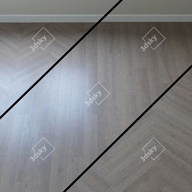 Elegant Oak Chevron Parquet Flooring 3D model image 1