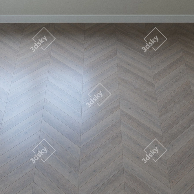 Elegant Oak Chevron Parquet Flooring 3D model image 3