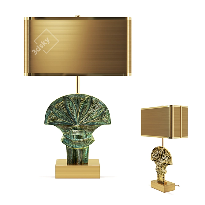 Sleek Assouan Brass Table Lamp 3D model image 1