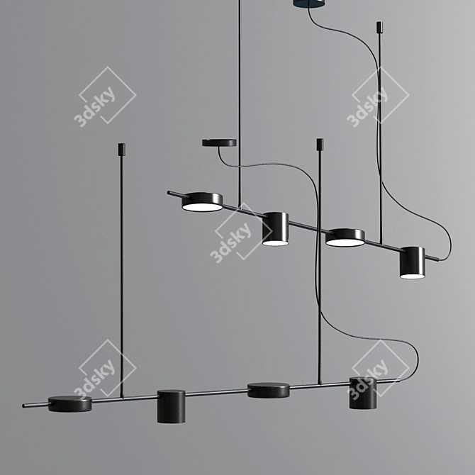 Sleek LED Pendant Chandelier 3D model image 3