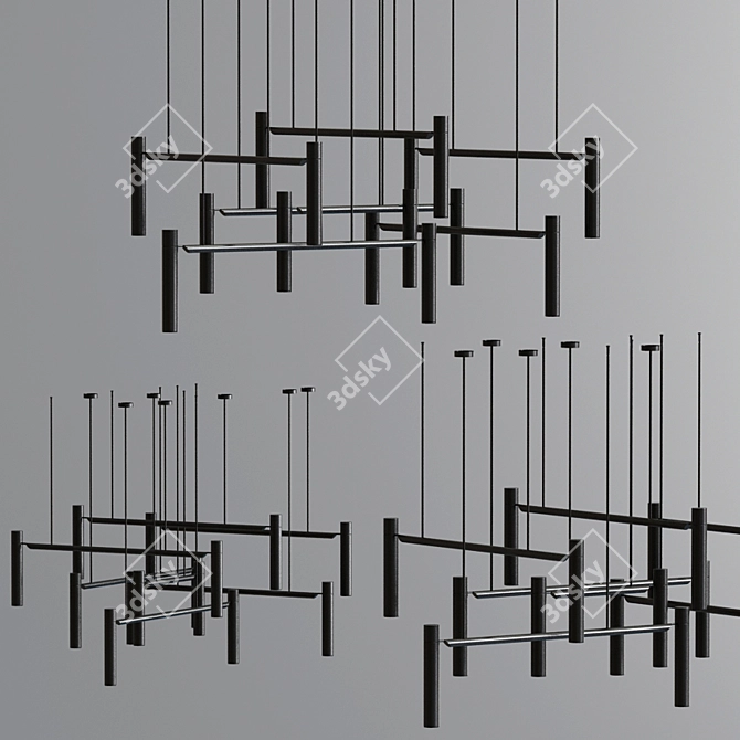 Sleek LED Pendant Chandelier 3D model image 4