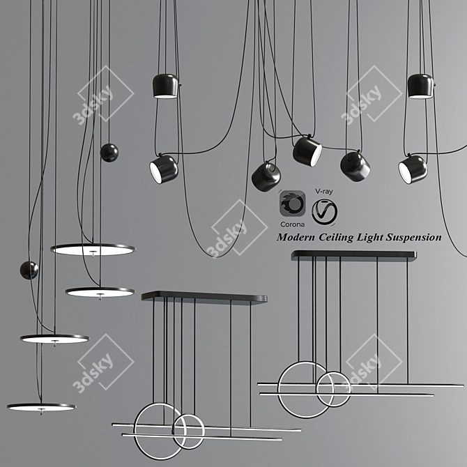 Contemporary Suspension Pendant Light 3D model image 1