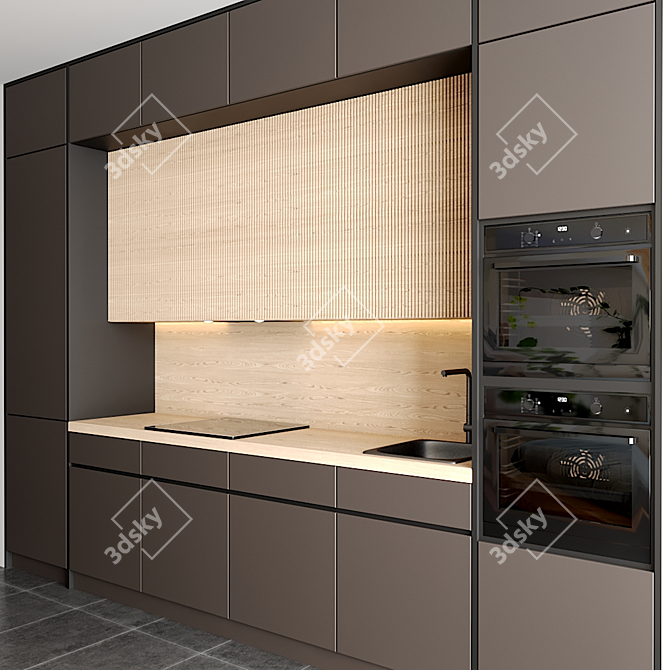 Modular Kitchen with Editable Modules 3D model image 2