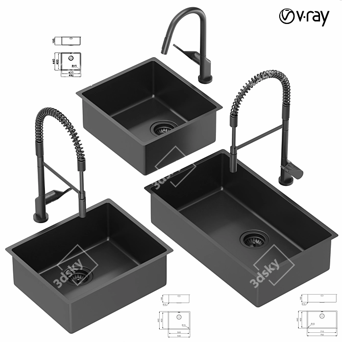 Versatile Kitchen Sink Collection 3D model image 1