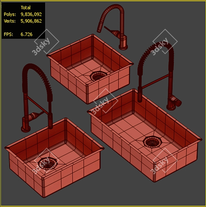 Versatile Kitchen Sink Collection 3D model image 2