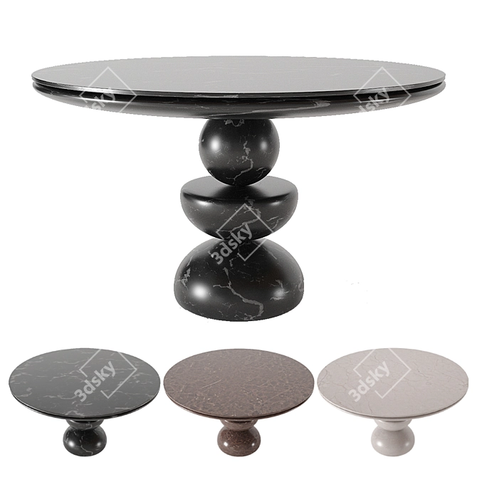 Elegant Marble Dining Table 3D model image 1