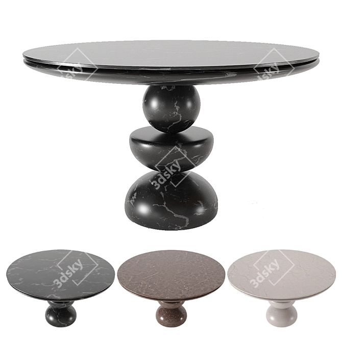 Elegant Marble Dining Table 3D model image 6