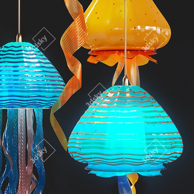 Vibrant Jellyfish Pendant: A Colorful Delight 3D model image 2