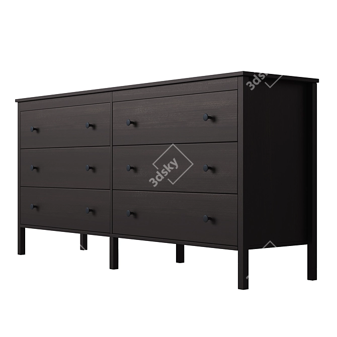 KOPPANG 6-Drawer Chest: Brown & White - Sleek and Spacious 3D model image 2