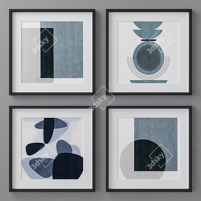 4-Piece Abstract Square Photo Frames Set 3D model image 1