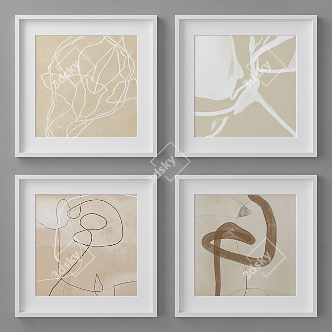 Abstract Square Photo Frame Set 3D model image 1