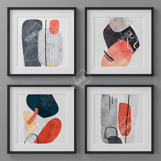 Abstract Square Photo Frames Set 3D model image 1