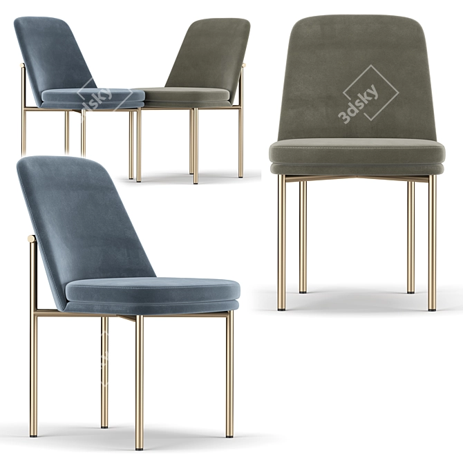 Sleek Metal Frame Dining Chair 3D model image 1