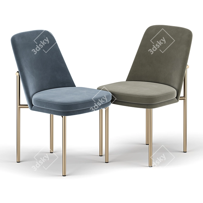 Sleek Metal Frame Dining Chair 3D model image 3