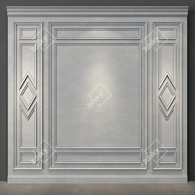 Elegance in Wood Wall Panel 3D model image 1