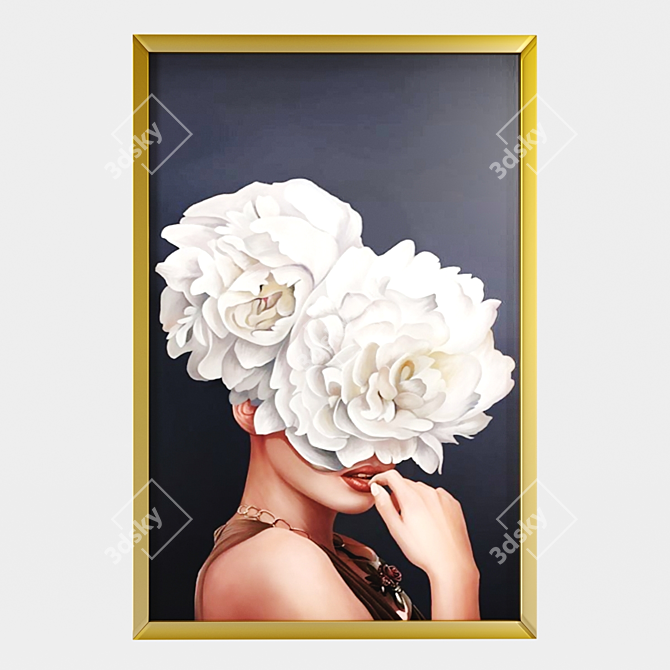 Art Line Flower Head Woman Framed Paintings 3D model image 4
