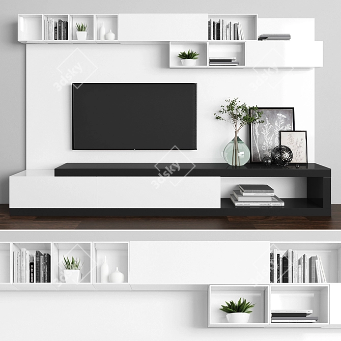 Modern TV Stand 110cm Height 3D model image 1