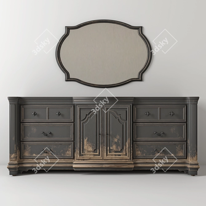 Vintage Loft-Style Chest of Drawers 3D model image 1