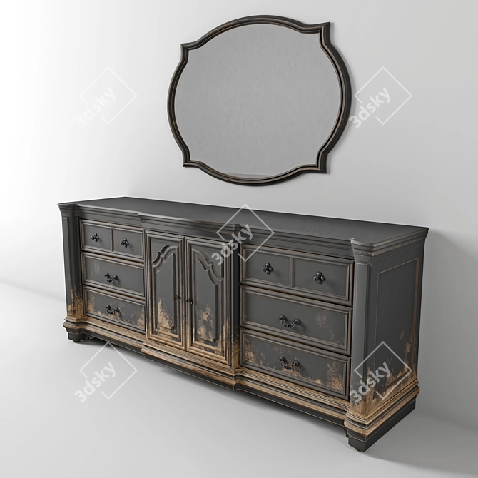 Vintage Loft-Style Chest of Drawers 3D model image 2