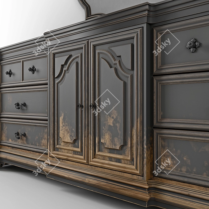 Vintage Loft-Style Chest of Drawers 3D model image 3