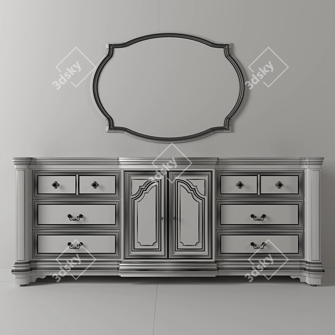 Vintage Loft-Style Chest of Drawers 3D model image 4