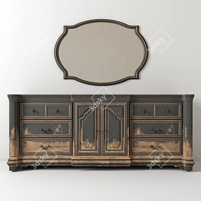 Vintage Loft-Style Chest of Drawers 3D model image 5