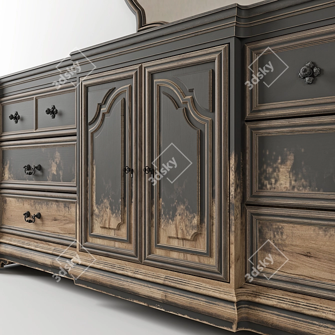 Vintage Loft-Style Chest of Drawers 3D model image 6