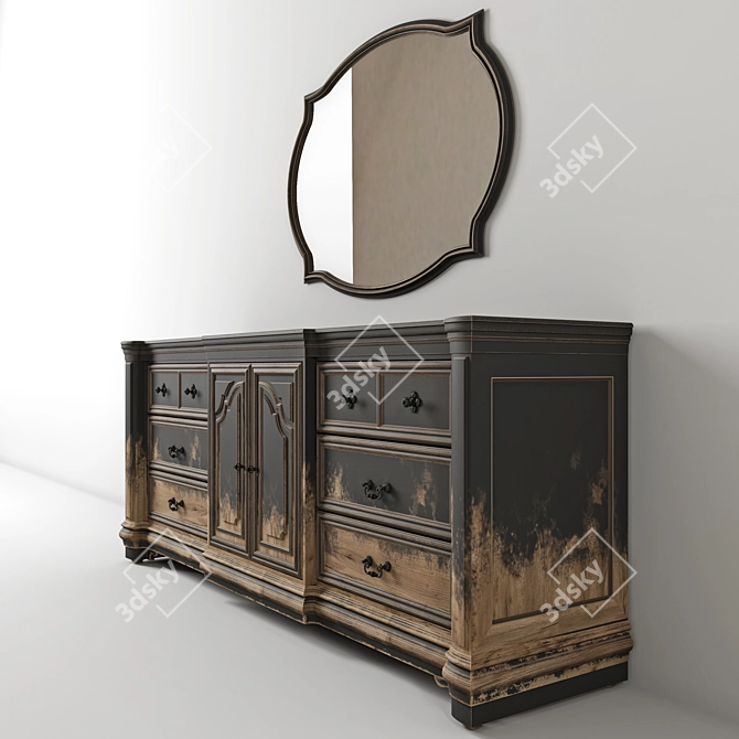 Vintage Loft-Style Chest of Drawers 3D model image 7