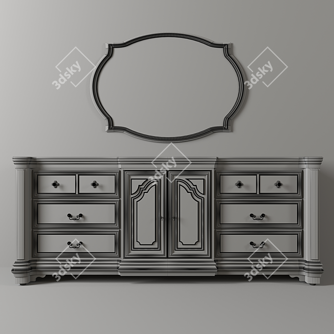 Vintage Loft-Style Chest of Drawers 3D model image 8